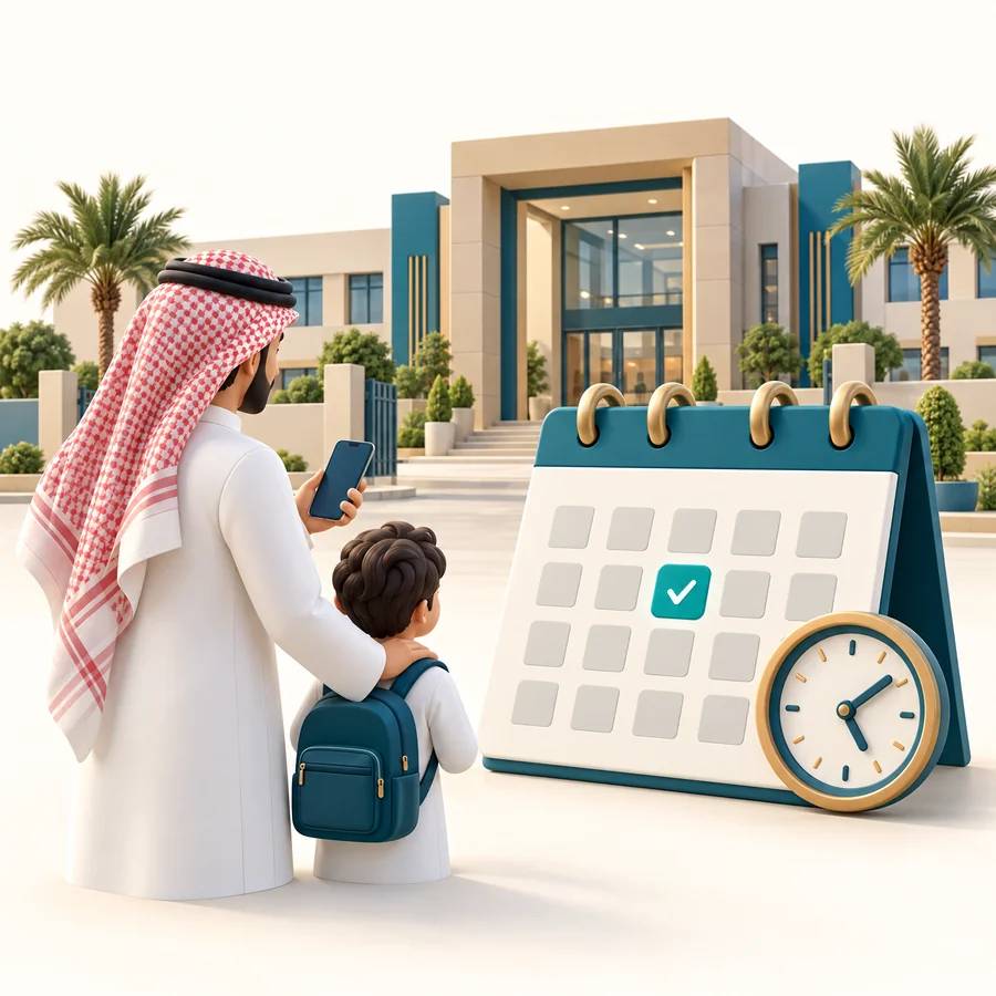 تقويم حجز موعد بجوار مدخل مدرسة